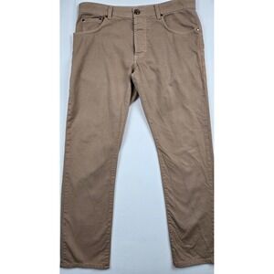 Isaia Napoli Mens Tan Khaki Gabardine Tinto Capo Pants Size 52 R Made in Italy